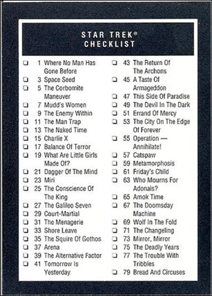 Star Trek 25th Anniversary: Series 1 (Base Set) card 159 Checklist 1