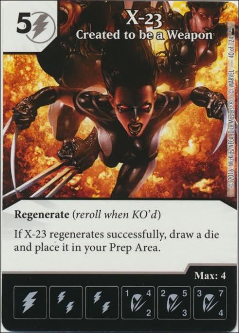 Marvel Dice Masters Deadpool card 40 X-23: Created to be a Weapon