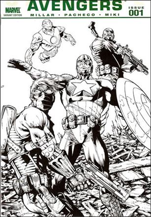 Ultimate Avengers issue 1-E 2009 Fan Expo Carlos Pacheco Black & White Cover