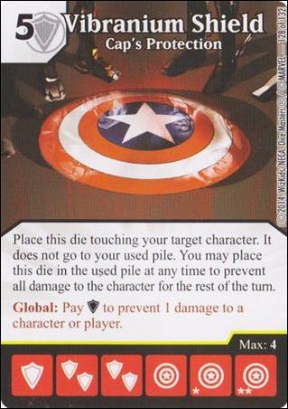 Marvel Dice Masters Avengers vs. X-Men  card 128 Vibranium Shield:  Cap's Protection