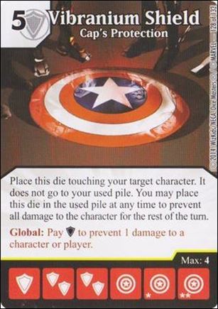 Marvel Dice Masters Avengers vs. X-Men  card 128 Vibranium Shield:  Cap's Protection