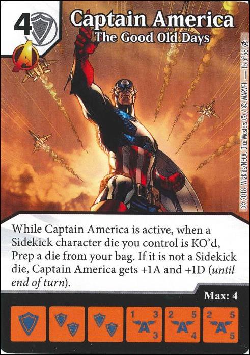 Marvel Dice Masters Avengers Infinity Campaign Box  card 15 Captain America: The Good Old Days