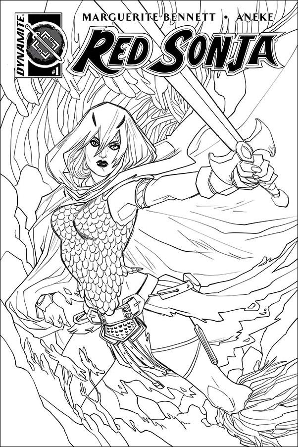Red Sonja (2016/01) issue 1-J Marguerite Sauvage Black & White Cover 1/100