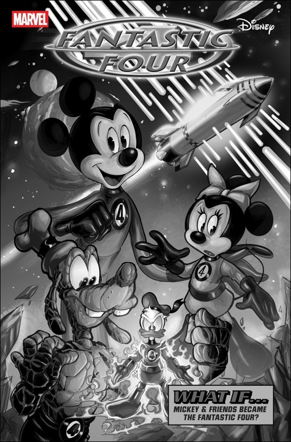 Fantastic Four (2022) issue 30-H Ciro Cangialosi Disney What If? B&W 1:100 Cover