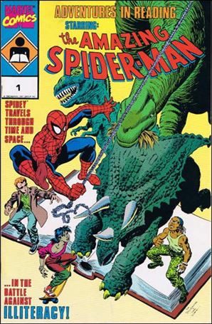 Adventures in Reading Starring: The Amazing Spider-Man (1990) issue 1-C White Background on Back Cover