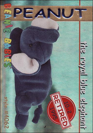 Beanie Babies Series 1 (Retired Beanies Subset) card 16 Peanut the Royal Blue Elephant Red Lettering
