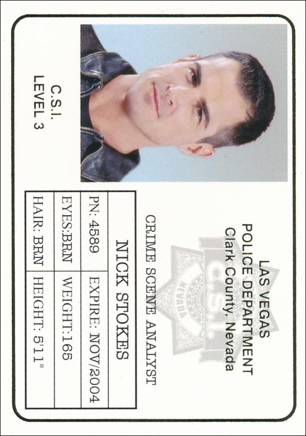 CSI: Crime Scene Investigation - Series Two (Gold Foil Set A) card B4 Nick Stokes ID Badge