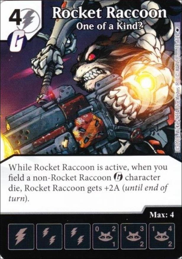 Marvel Dice Master's Kree Invasion Team Pack card 18 Rocket Raccoon - One Of A Kind?