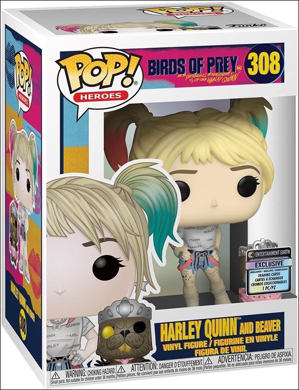 POP! Heroes figure 308-B Harley Quinn and Beaver Entertainment Earth