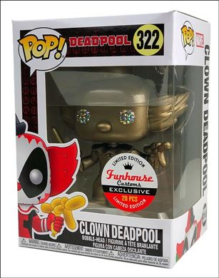 POP! Marvel figure 322-B Clown Deadpool (Gold Metallic)