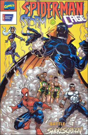 Spider-Man, Storm and Luke Cage issue 1-C Small ACS Logo in white box.