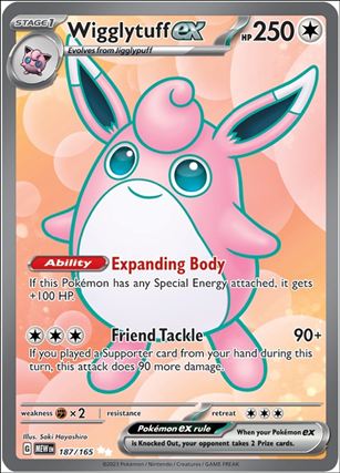 Pokemon: Scarlet & Violet - 151 (Base Set) card 187/165 Wigglytuff EX (HoloFoil) Full Art 