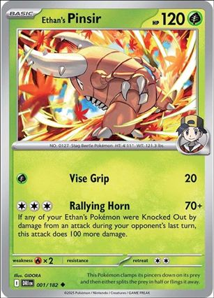 Pokemon: Scarlet & Violet - Destined Rivals card 001/182-B Ethan's Pinsir (Reverse Holofoil)