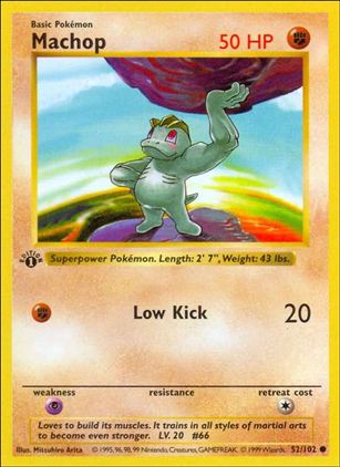 Pokemon (Base Set) card 52/102 Machop (1st Edition) - Shadowless