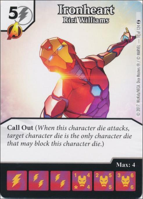 Marvel Dice Masters Guardians of the Galaxy  card 17 Ironheart: Riri Williams