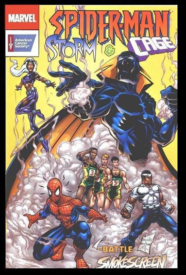 Spider-Man, Storm and Luke Cage issue 1-F Large ACS Logo in white box.
