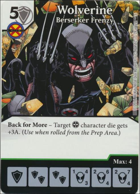 Marvel Dice Masters Deadpool card 79 Wolverine: Berserker Frenzy