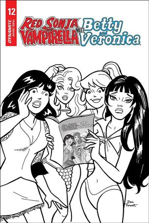 Red Sonja and Vampirella Meet Betty and Veronica issue 12-F Dan Parent 1:10 Black & White Cover
