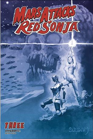 Mars Attacks Red Sonja issue 3-I Arthur Suydam 1:21 Blue Tint Cover