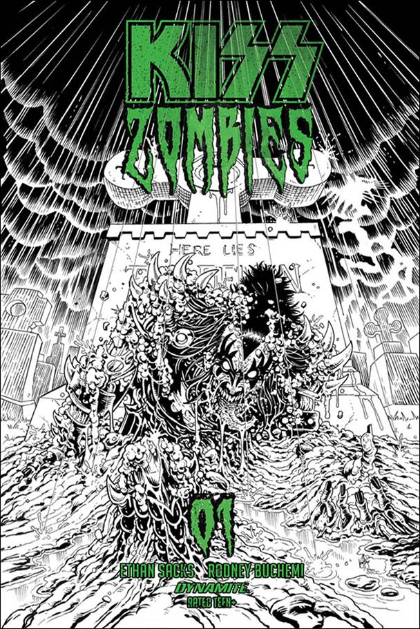 Kiss Zombies issue 1-G Ken Haeser 1:11 Black & White Cover