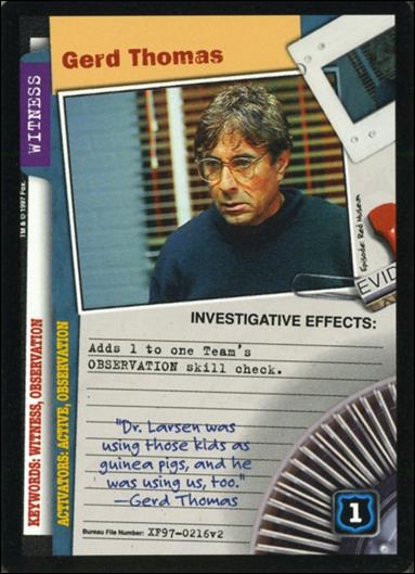 X-Files: The Truth Is Out There (Base Set) card XF97-0216v2 Gerd Thomas