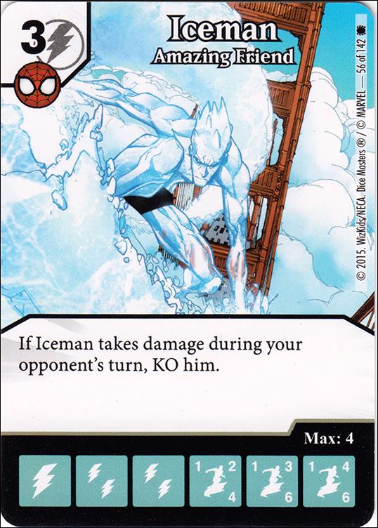 Marvel Dice Masters Amazing Spider-Man card 56 Iceman: Amazing Friend