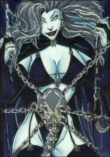Evil Ernie Series II Chromium: Glow in the Dark (Base Set) card 80 Mysteries of Chaos! - "Lady Death's Costume"