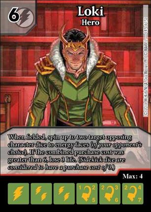 Marvel Dice Masters  Avengers Infinity Gauntlet card 145 Loki: Hero