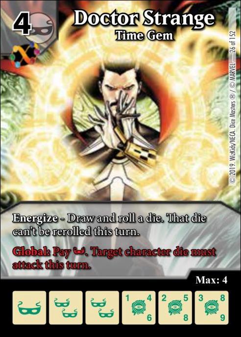 Marvel Dice Masters  Avengers Infinity Gauntlet card 26 Doctor Strange: Time Gem
