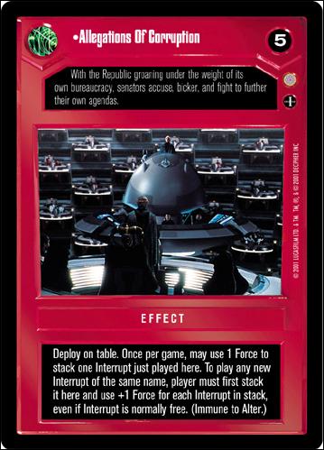 Star Wars: Coruscant Limited (Base Set) card 31 Allegations of Corruption