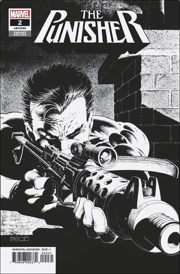 Punisher (2018) issue 2-D Mike Zeck 1:500 Hidden Gem Black and White Cover