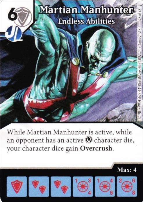 DC Comics Dice Masters Justice card 28 Martian Manhunter: Endless Abilities