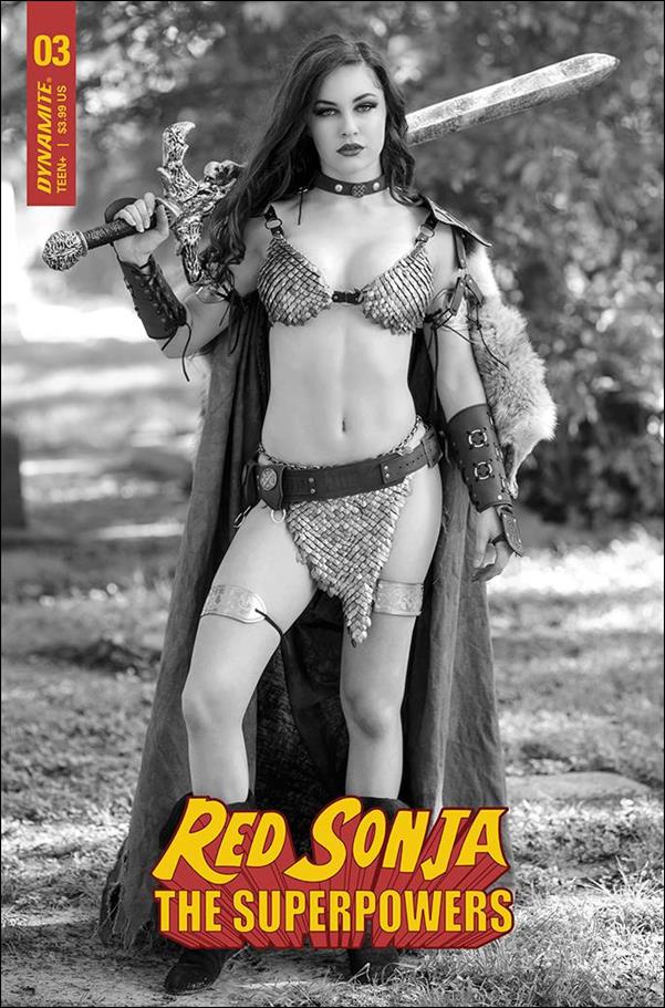 Red Sonja: The Superpowers issue 3-F Black & White Cosplay Photo Cover