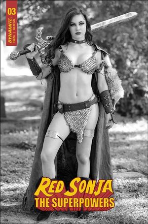 Red Sonja: The Superpowers issue 3-F Black & White Cosplay Photo Cover