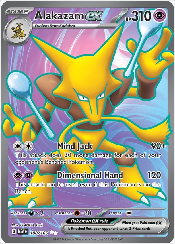 Pokemon: Scarlet & Violet - 151 (Base Set) card 188/165 Alakazam EX (HoloFoil) Full Art 
