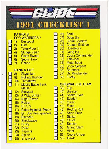 G.I. Joe (Base Set) card 199 Checklist 1