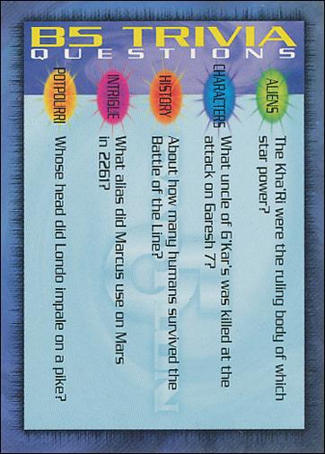 Babylon 5 Special Edition (Trivia Subset) card T-75 B5 Trivia Questions 75