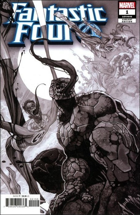 Fantastic Four (2018) issue 1-NA Simone Bianchi Venomized B&W Party Cover