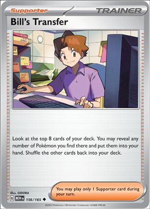 Pokemon: Scarlet & Violet - 151 (Base Set) card 156/165 Bill's Transfer