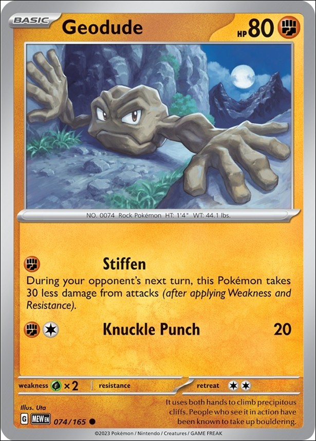 Pokemon: Scarlet & Violet - 151 (Base Set) card 074/165-B Geodude (Reverse Holofoil)