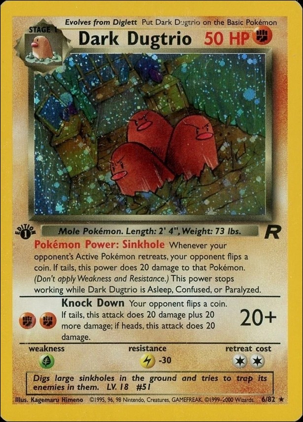 Pokemon: Team Rocket (Base Set) card 6 Dark Dugtrio (Holo) - 1st Edition