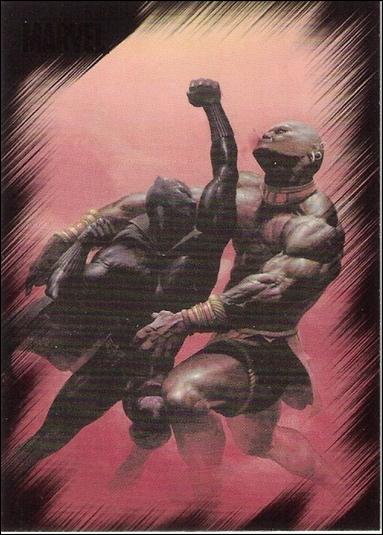 Marvel Heroes and Villains (Base Set) card 56 Black Panther vs Wakandan Tribesman
