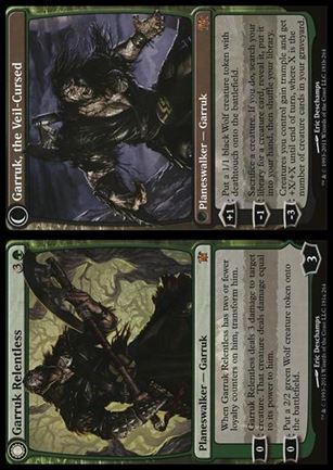 Magic the Gathering: Innistrad (Base Set) card 181 Garruk Relentless / Garruk, the Veil-Cursed