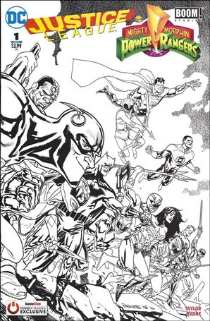 Justice League/Power Rangers issue 1-L Yanick Paquette Gamestop Sketch Cover
