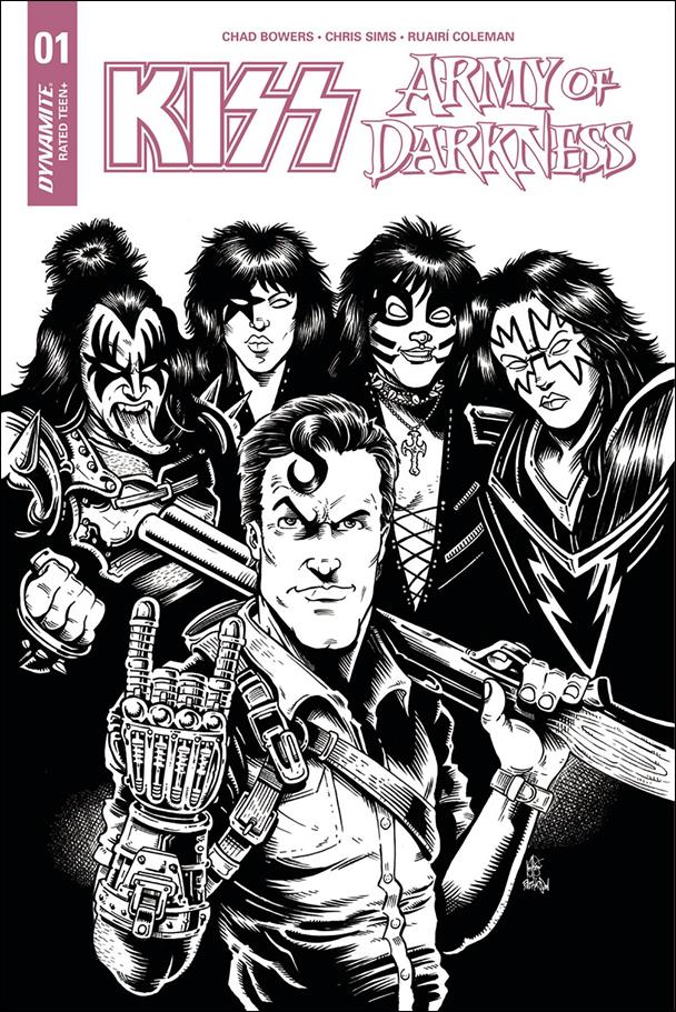 KISS / Army of Darkness issue 1-F Ken Haeser 1:30 Black and White Cover