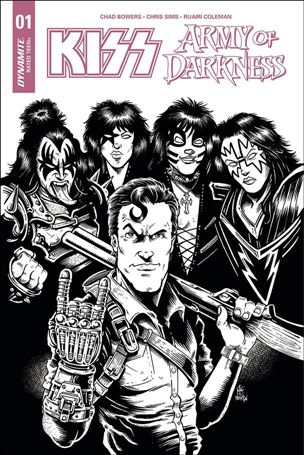 KISS / Army of Darkness issue 1-F Ken Haeser 1:30 Black and White Cover