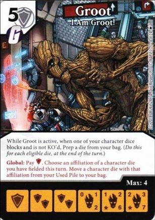 Marvel Dice Master's Kree Invasion Team Pack card 6 Groot - I Am Groot!