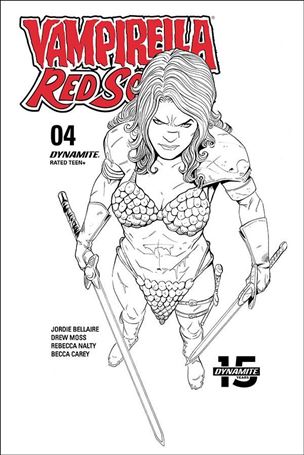 Vampirella / Red Sonja issue 4-F Drew Moss B&W Incentive Cover