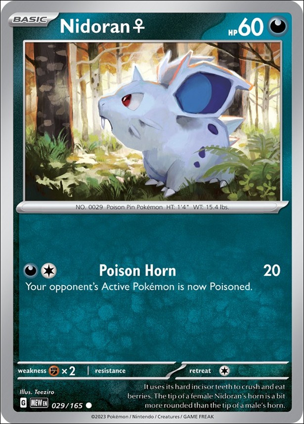 Pokemon: Scarlet & Violet - 151 (Base Set) card 029/165-B Nidoran (F) (Reverse Holofoil)