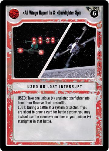 Star Wars: Coruscant Limited (Base Set) card 160 All Wings Report In & Darklighter Spin